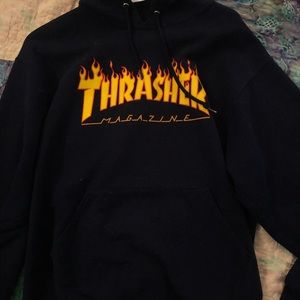 Navy Blue Thrasher Flames Hoodie